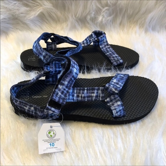 Time And Tru Sandals Size 10 Women’s‎ Blue Black Strappy Whimsigoth New - Picture 3 of 6